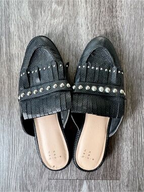 Target Black Tassel Mule | Silver Stud Fringe Size 8